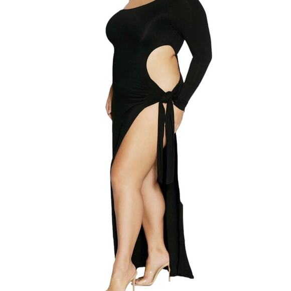 Naked Wardrobe NWT One Shoulder Side Cutout & Slit Maxi Dress Sz 1X - Picture 2 of 10